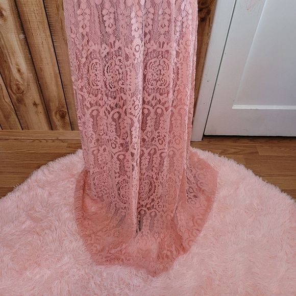 LULU'S Unending Love Blush Pink Lace Maxi Dress - Picture 4 of 13